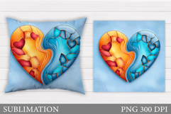 Heart Pillow Design. Valentines Pillow Sublimation Product Image 1