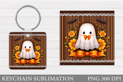 Cute Ghost Keychain Design. Cute Halloween Keychain Product Image 1