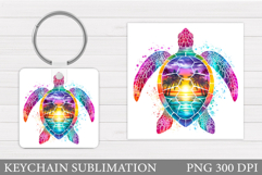 Sea Turtle Keychain Design. Sea Keychain Sublimation Product Image 1