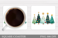 Christmas Tree Coaster Sublimation. Christmas Coaster Design Product Image 1