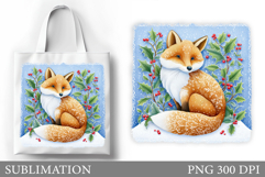 Christmas Fox Tote Bag. Christmas Tote Bag Sublimation Product Image 1