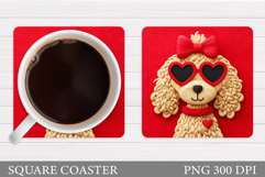 Cute Dog Coaster Sublimation. Valentines Dog Coaster Design Product Image 1