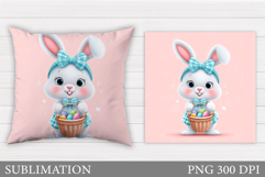 Easter Bunny Sublimation. Easter Bunny Pillow Design Product Image 1