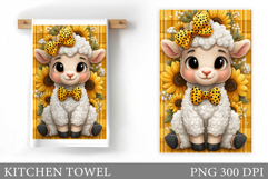 Cute Lamb Kitchen Towel. Lamb Kitchen Towel Sublimation Product Image 1