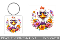Cute Goose Keychain Design. Funny Goose Sublimation Product Image 1
