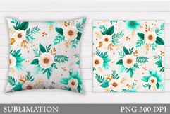 Flowers Pillow Design. Floral Pillow Sublimation Product Image 1