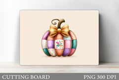 Patchwork Pumpkin Cutting Board. Fall Kitchen Cutting Board Product Image 1