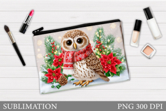 Christmas Owl Cosmetics Bag. Christmas Tree Makeup Bag Product Image 1