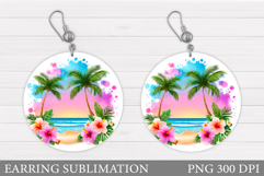 Palm Tree Earring Sublimation. Sea Earring Design Product Image 1