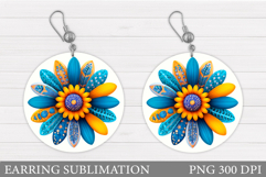 Flower Earring Design. Floral Earring Sublimation Product Image 1