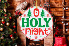Christmas Round sign Svg Design Round Sign SVG quotes Product Image 1
