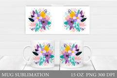 Floral Mug Wrap Design. Flower Mug Sublimation Product Image 1