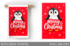 Cute Penguin Kitchen Towel. Christmas Kitchen Towel Design Product Image 1