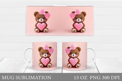 Valentines Bear Mug Sublimation. Valentines Mug Design Product Image 1