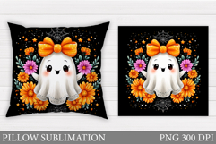 Cute Ghost Pillow Design. Cute Ghost Sublimation Product Image 1