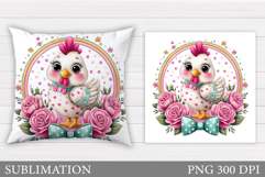 Cute Chicken Sublimation. Funny Chicken Pillow Design Product Image 1