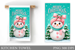 Snowman Kitchen Towel Design. Christmas Kitchen Towel Product Image 1
