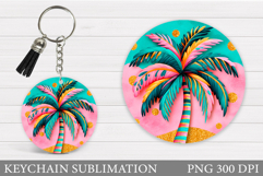 Palm Tree Keychain Sublimation. Summer Keychain Design Product Image 1