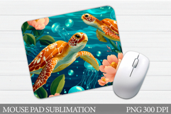 Turtle Mouse Pad Sublimation. Sea Mouse Pad Design Product Image 1
