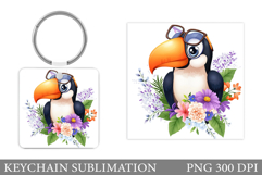 Cute Toucan Keychain. Toucan Sublimation Product Image 1