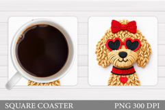 Cute Dog Coaster Sublimation. Valentines Dog Coaster Design Product Image 1