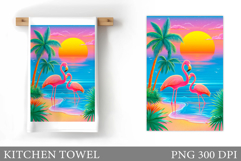 Flamingo Kitchen Towel Design. Summer Kitchen Towel Product Image 1