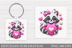 Valentines Raccoon Keychain. Valentines Keychain Design Product Image 1