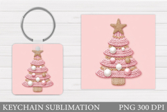 Christmas Tree Keychain. Christmas Round Keychain Design Product Image 1