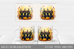Black Cat Mug Design. Halloween Mug Sublimation Product Image 1