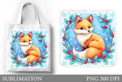 Christmas Fox Tote Bag. Christmas Tote Bag Sublimation Product Image 1