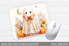 Cute Ghost Mouse Pad Design. Halloween Mouse Pad Sublimation Product Image 1