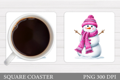 Cute Snowman Coaster. Christmas Coaster Sublimation Product Image 1