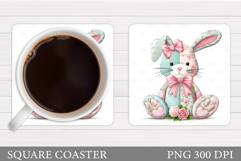 Patchwork Bunny Coaster Design. Cute Bunny Sublimation Product Image 1