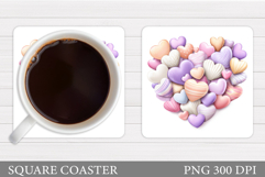 Hearts Coaster Design. Valentine Coaster Sublimation Product Image 1