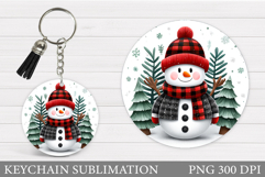 Cute Snowman Keychain Design. Christmas Keychain Sublimation Product Image 1
