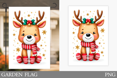 Cute Deer Garden Flag. Christmas Garden Flag Sublimation Product Image 1