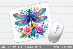 Dragonfly Mouse Pad. Flowers Mouse Pad Design Product Image 1
