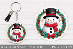 Cute Snowman Keychain Design. Christmas Keychain Sublimation Product Image 1