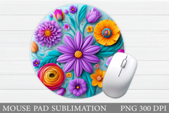 Flowers Mouse Pad Sublimation. Floral Mouse Pad Design Product Image 1