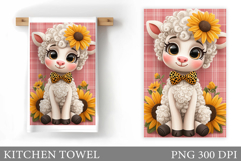 Cute Lamb Kitchen Towel. Lamb Kitchen Towel Sublimation Product Image 1
