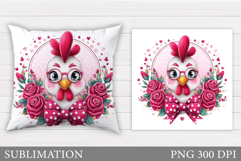Cute Chicken Sublimation. Funny Chicken Pillow Design Product Image 1