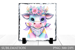 Cute Cow Sublimation. Cow Slate Design Product Image 1