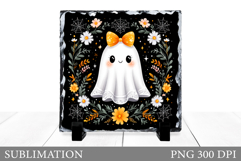 Cute Ghost Slate Design. Cute Ghost Sublimation Product Image 1