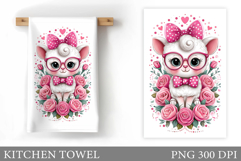 Cute Lamb Kitchen Towel. Lamb Kitchen Towel Sublimation Product Image 1