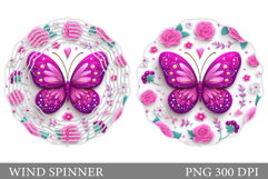 Butterfly Wind Spinner. Flowers Wind Spinner Sublimation Product Image 1