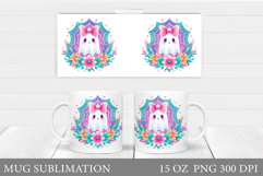 Cute Ghost Mug Sublimation. Halloween Mug Wrap Design Product Image 1