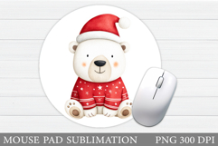 Polar Bear Mouse Pad Sublimation. Christmas Bear Mouse Pad Product Image 1