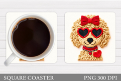 Cute Dog Coaster Sublimation. Valentines Dog Coaster Design Product Image 1