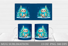 Christmas Sloth Mug Design. Christmas Mug Sublimation Product Image 1