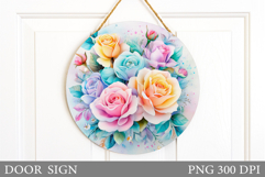 Roses Door Sign Sublimation. Flowers Door Sign Design Product Image 1
